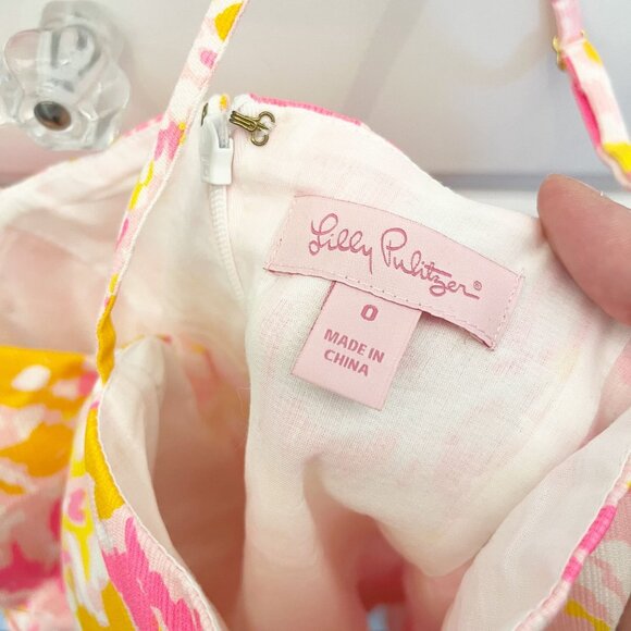 Lilly Pulitzer Lenore A-Line Cut Out Dress Pink Orange Pockets - Size 0 - Picture 5 of 8